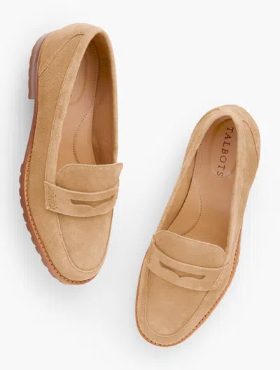 Talbots Cassidy Suede Penny Loafers - Light Acorn - 10m