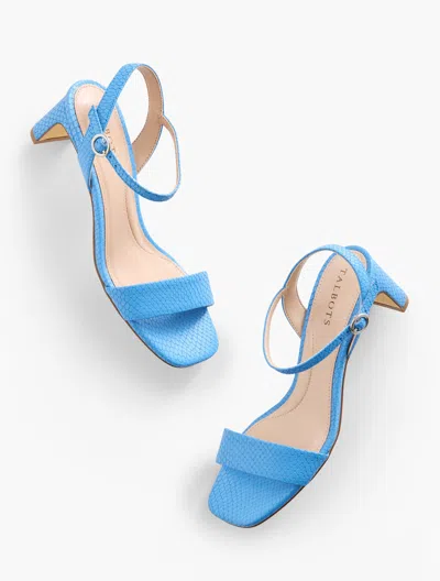 Talbots Cayden Embossed Block Heel Sandals - Lakeside Blue - 11m
