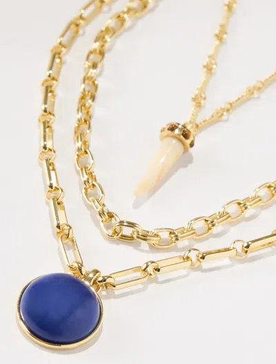 Talbots Charm Collection Layered Necklace - Clematis Blue / Gold - 001  In Clematis Blue,gold