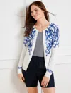 Talbots Charming Cardigan Sweater - Picnic Paisley - White/blue Iris - Small  In White,blue Iris