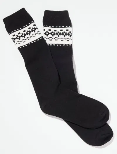 Talbots Chic Fair Isle Boot Socks - Black - 001