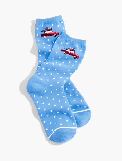 Talbots Christmas Car Trouser Socks - Vista Blue - 001