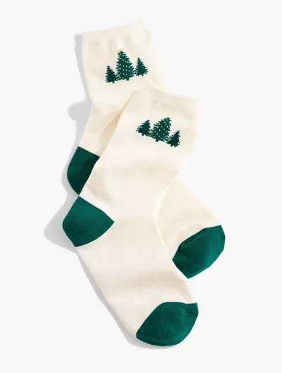 Talbots Christmas Tree Trouser Socks - Ivory - 001  In Multi