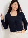 Talbots Chunky Donegal Cardigan Sweater - Blue - Xl