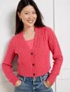 Talbots Chunky Donegal Cardigan Sweater - Holly Berry - Xl