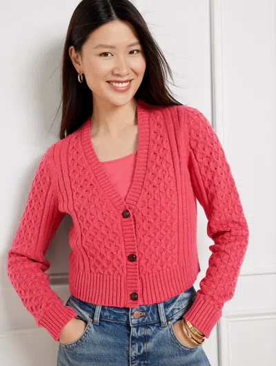 Talbots Chunky Donegal Cardigan Sweater - Holly Berry - Xl