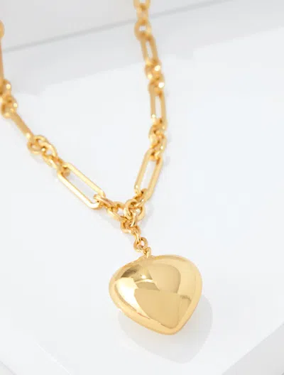 Talbots Chunky Heart Necklace - Shiny Gold - 001