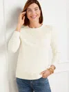 Talbots Plus Petite - Circle Lace Crewneck Sweatshirt - Ivory - 2x - 100% Cotton  In Ivory