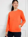 Talbots Classic French Terry Crewneck Sweater Pullover - Bright Tangerine - Xl