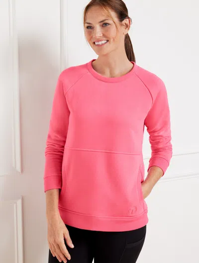 Talbots Classic French Terry Crewneck Sweater Pullover - Geranium Pink - X