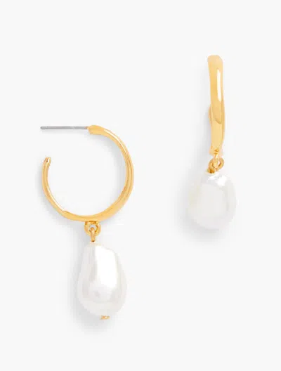 Talbots Classic Pearl Hoop Earrings - Ivory Pearl/gold - 001