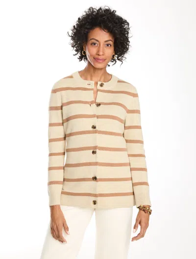 Talbots Clean Stripe Knit Blazer - Sesame/jasper - Xs  In Sesame,jasper