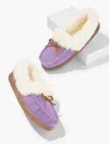 Talbots Cleo Suede Faux Fur Moccasins Shoes - Purple Rose - 11m  In Purple