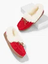 Talbots Cleo Suede Faux Fur Moccasins Shoes - Red - 11m