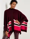 Talbots Colorblock Knit Ruana - Rich Burgundy Multi - 001  In Rich Burgundy