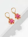 Talbots Colorful Station Drop Earrings - Stunning Pink/gold - 001
