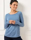 Talbots Cool Slub Active Long Sleeve T-shirt - Moonlight Blue - Large