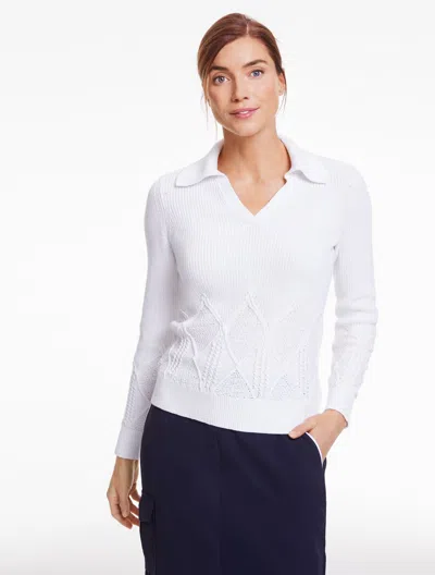 Talbots Coolmax® Polo Sweater - White - Large