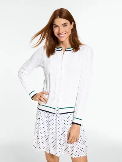 Talbots Coolmax® Tennis Cardigan Sweater - White - Xs  In Pattern
