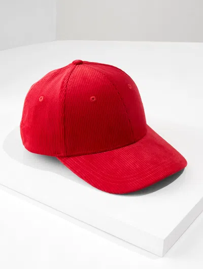 Talbots Corduroy Baseball Cap - Red - 001