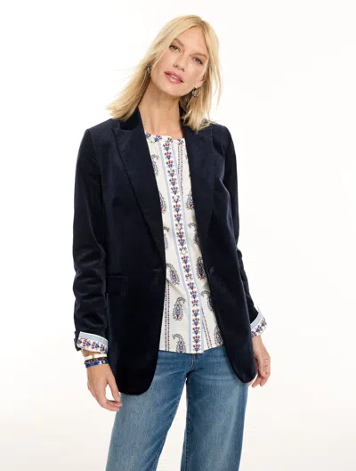 Talbots Corduroy Single Button Blazer - Blue - 2