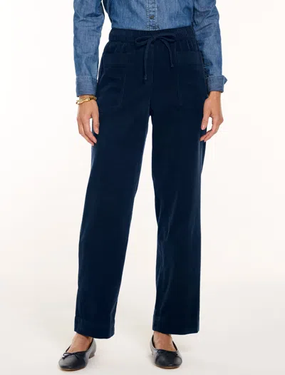 Talbots Corduroy Straight Leg Pull-on Pants - Blue - Xs - 100% Cotton