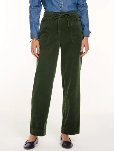 Talbots Corduroy Straight Leg Pull-on Pants - Dark Olive - Xs - 100% Cotton
