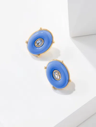 Talbots Cory Button Stud Earrings - Shore Blue/gold - 001