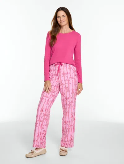 Talbots Cotton Flannel Pajama Set - Ribbons & Bows - Very Berry - Xs  In Pink