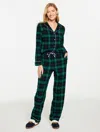 Talbots Cotton Flannel Sleep Set - Prancer Black Watch - Indigo - Xl  In Green