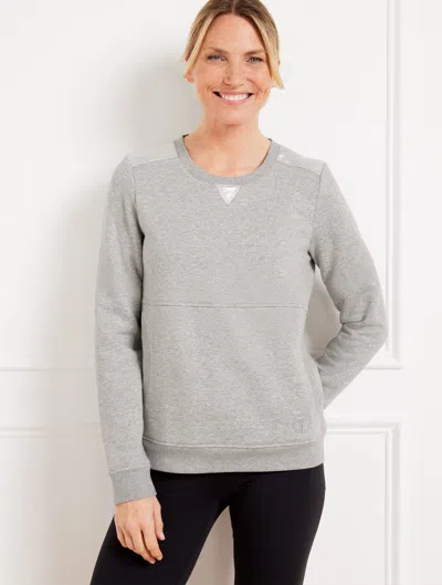Talbots Cotton French Terry Crewneck Sweater Pullover - Metallic Foil - Pebble Heather - 1x
