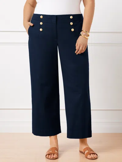 Talbots Cotton Slub Sailor Crop Pants - Blue - 22  In Blue