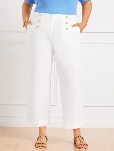 Talbots Cotton Slub Sailor Crop Pants - White - 22