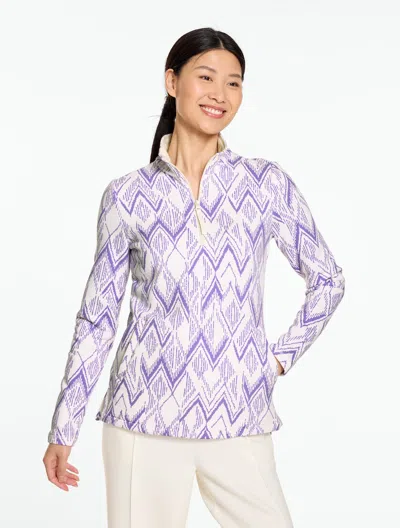 Talbots Cozy Cloud Pullover Sweater - Abstract - Ivory/true Purple - Xs  In Ivory,true Purple