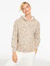 Talbots Cozy Fleece Hoodie - Bicolor Floral - Dusty Mocha Heather/ivory - Medium  In Brown