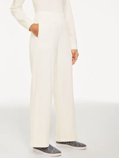 Talbots Cozy Fleece Relaxed Leg Pants - Picot Trim - Ivory - Medium  In White