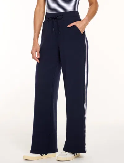 Talbots Cozy Fleece Wide Leg Pants - Side Stripe - Blue - Xs