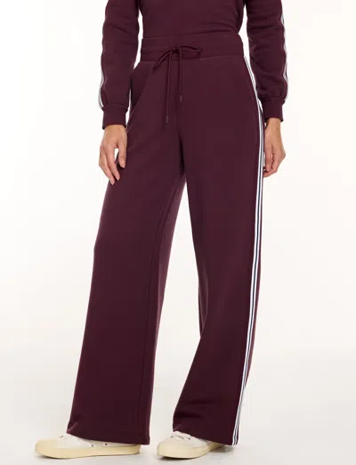 Talbots Cozy Fleece Wide Leg Pants - Side Stripe - Rich Burgundy - Xs