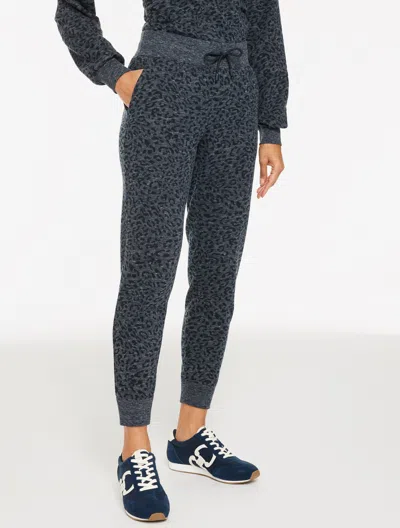 Talbots Cozy French Terry Jogger Pants - Tonal Cheetah - Iolite Heather - Small  In Gray