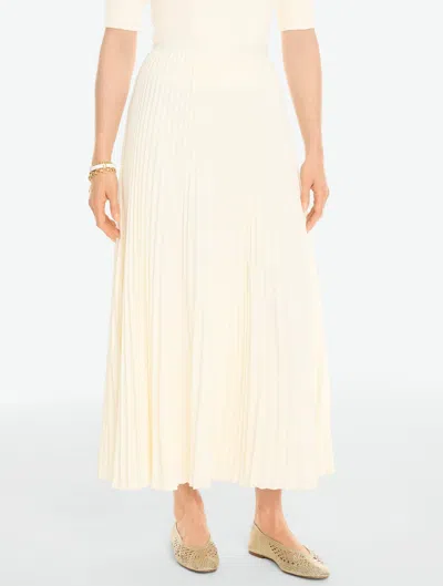 Talbots Crepe Pleated Fit & Flare Skirt - Ivory - 2
