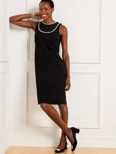 Talbots Crepe Sheer Trim Shift Dress - Black - 22