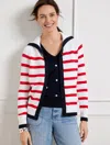 Talbots Plus Size - Sailor Collar Cardigan Sweater - Americana Stripe - White - 2x - 100% Cotton  In White