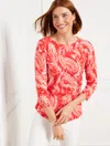 Talbots Misses - Crewneck Sweater - Brushed Paisley - Emberglow/white - Medium - 100% Cotton  In Emberglow,white