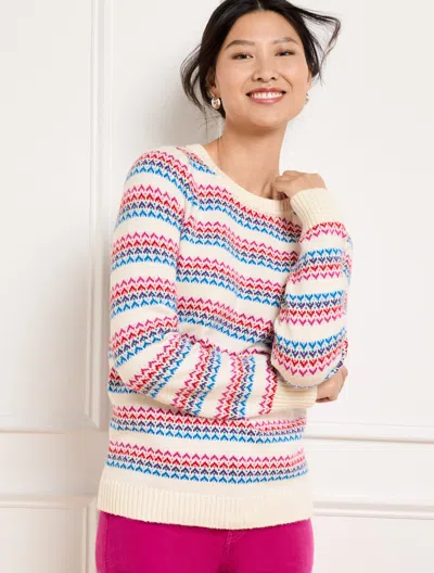 Talbots Plus Size - Crewneck Sweater - Wave Jacquard - Ivory - 3x