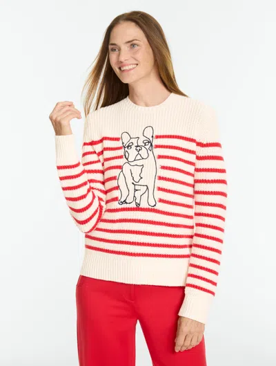 Talbots Crewneck Sweater - Frenchie Dog - Ivory - Xs