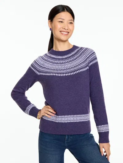 Talbots Crewneck Sweater - Geo Fair Isle - Majesty Heather/dusty Lav - Xs  In Majesty Heather,dusty Lav