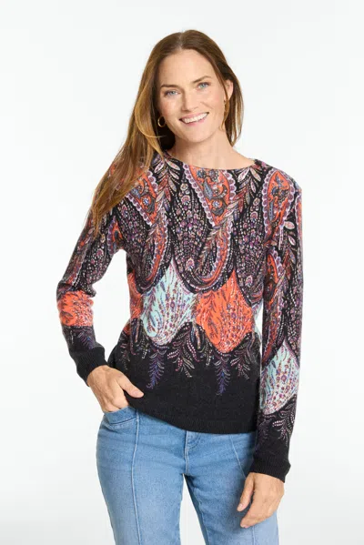 Talbots Crewneck Sweater Pullover - Ravishing Paisley - Black - Xs