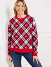 Talbots Plus Size - Crewneck Sweatshirt - Chestnut Plaid - Red - 2x  In Red