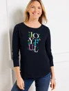 Talbots Misses - Crewneck T-shirt - Joyful - Blue - Xs - 100% Cotton  In Blue