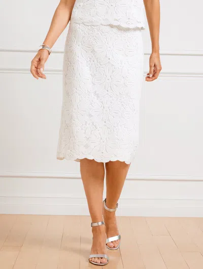 Talbots Plus Size - Crochet Pencil Skirt - White - 16 - 100% Cotton